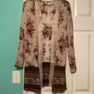 Long, lightweight paisley and flower sweater